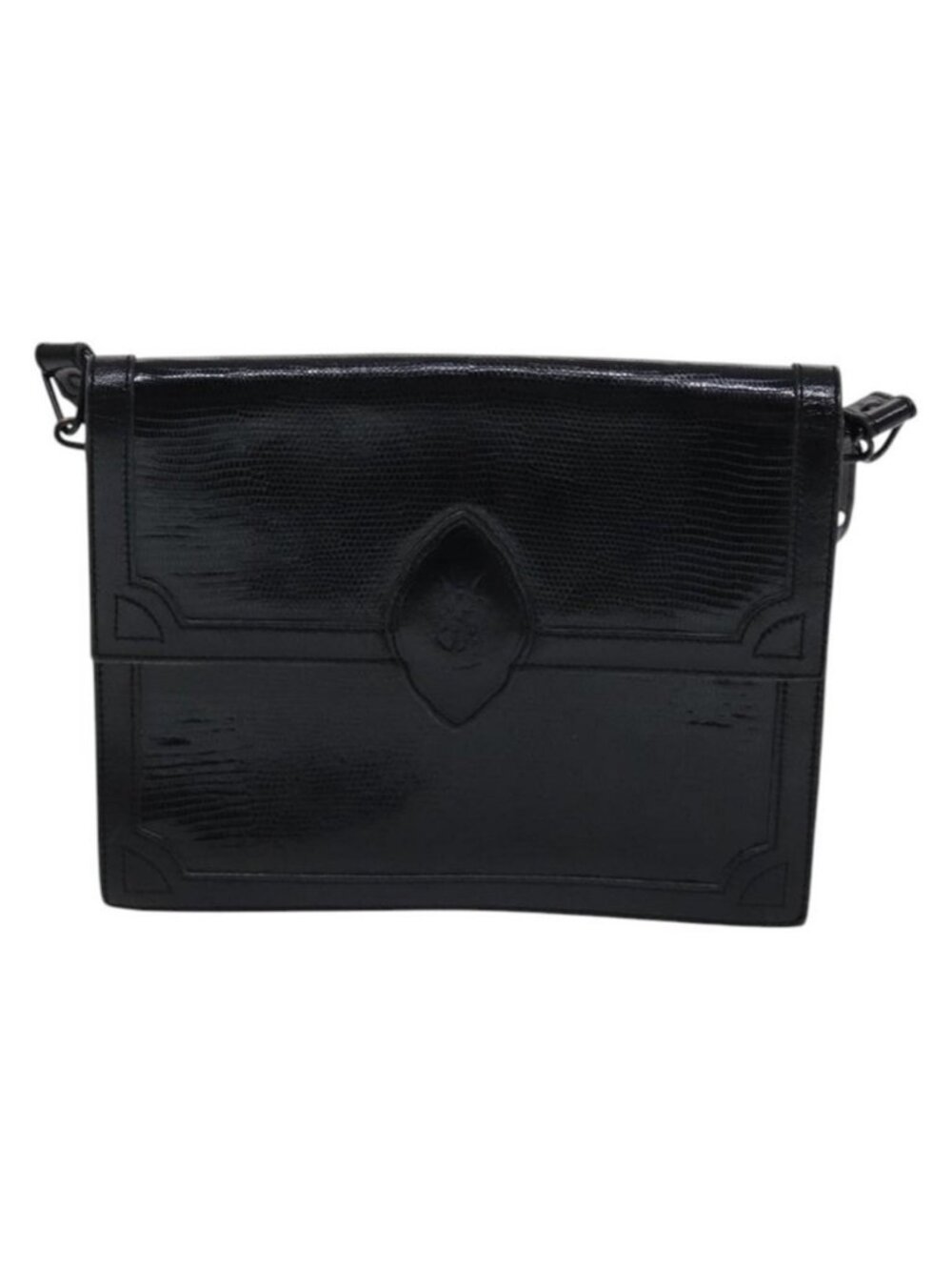 Authentic SAINT LAURENT Shoulder Bag Leather Embossed Black - Picture 11 of 16